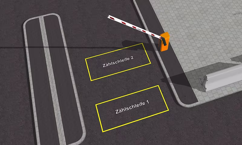 Grafik einer Schranke mit Induktionsschleifen