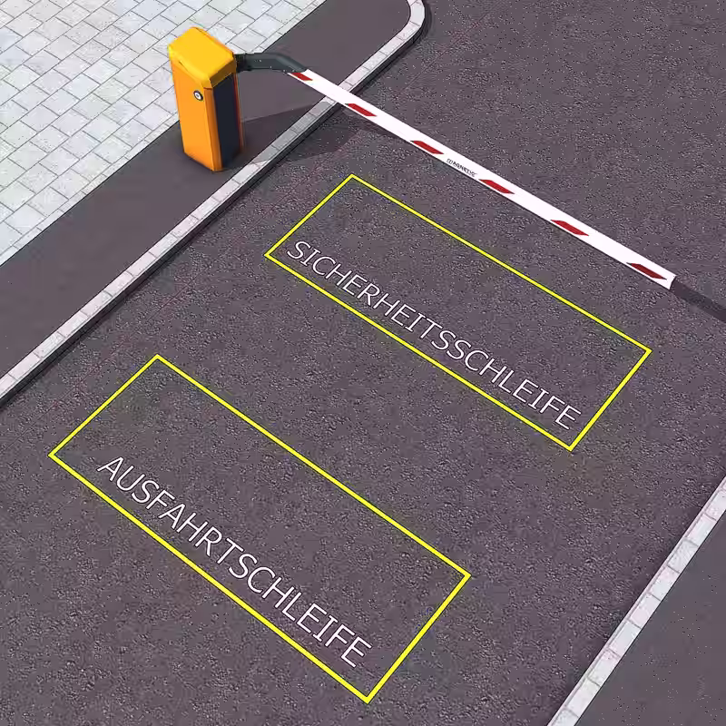 Grafik einer Standardanwendung für Induktionsschleifen bei automatischen Schranken