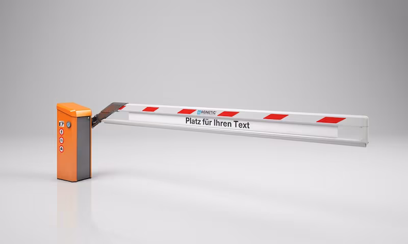 Schranke Magnetic Access mit integriertem Hinweisschild