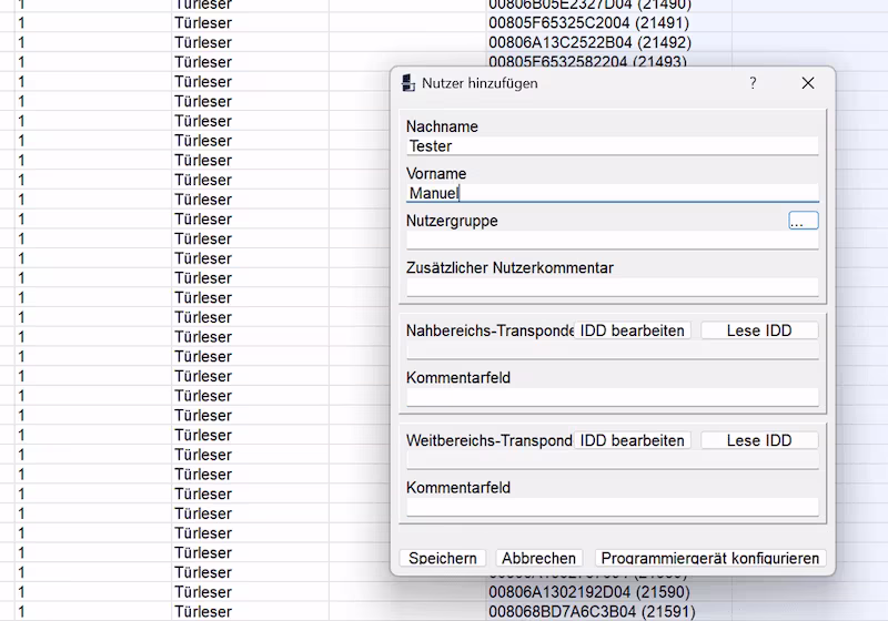 Screenshot der Programmiersoftware für Weitbereichsleser von FEIG-Electronic