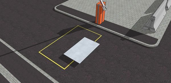 Grafik einer Induktionsschleife mit einem flach darauf liegenden Blech