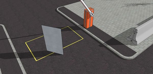 Grafik einer Induktionsschleife mit einem darauf stehendem Blech